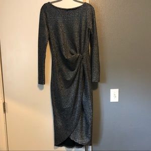 Metallic high low dress with front twist. Size L